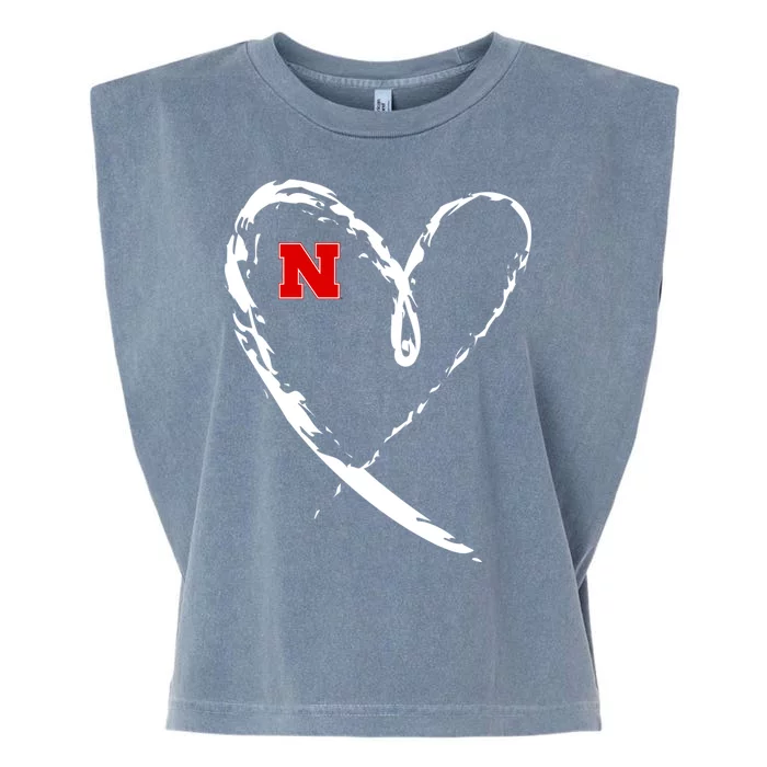 I Heart Love Nebraska Football Garment-Dyed Women's Muscle Tee