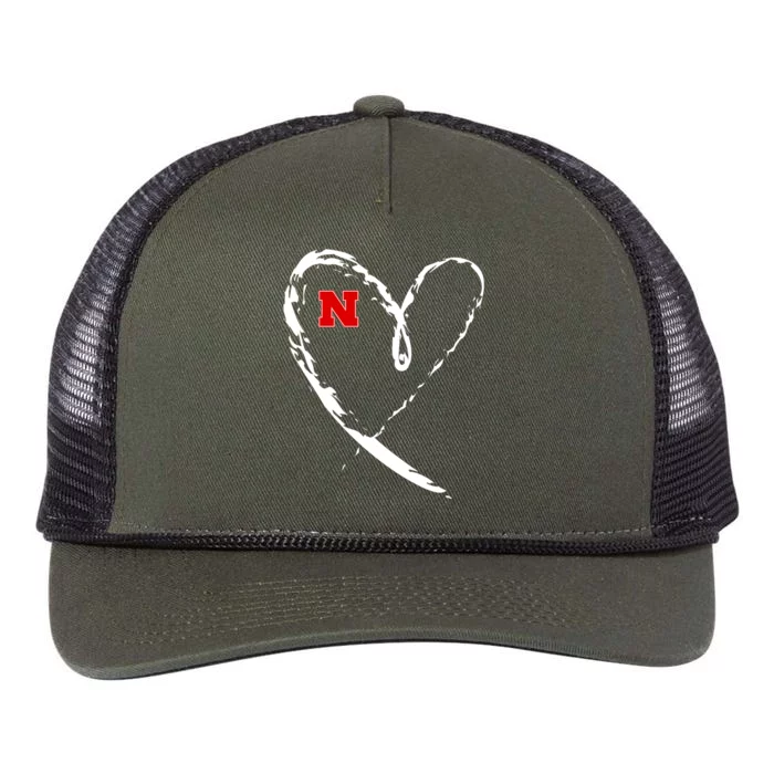 I Heart Love Nebraska Football Retro Rope Trucker Hat Cap