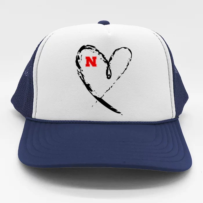 I Heart Love Nebraska Football Trucker Hat