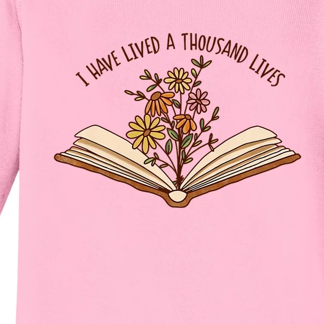 I Have Lived A Thousand Lives Bookworm Reading Book Baby Long Sleeve Bodysuit