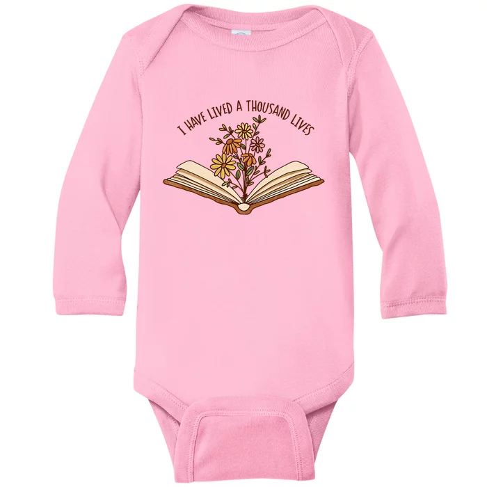 I Have Lived A Thousand Lives Bookworm Reading Book Baby Long Sleeve Bodysuit