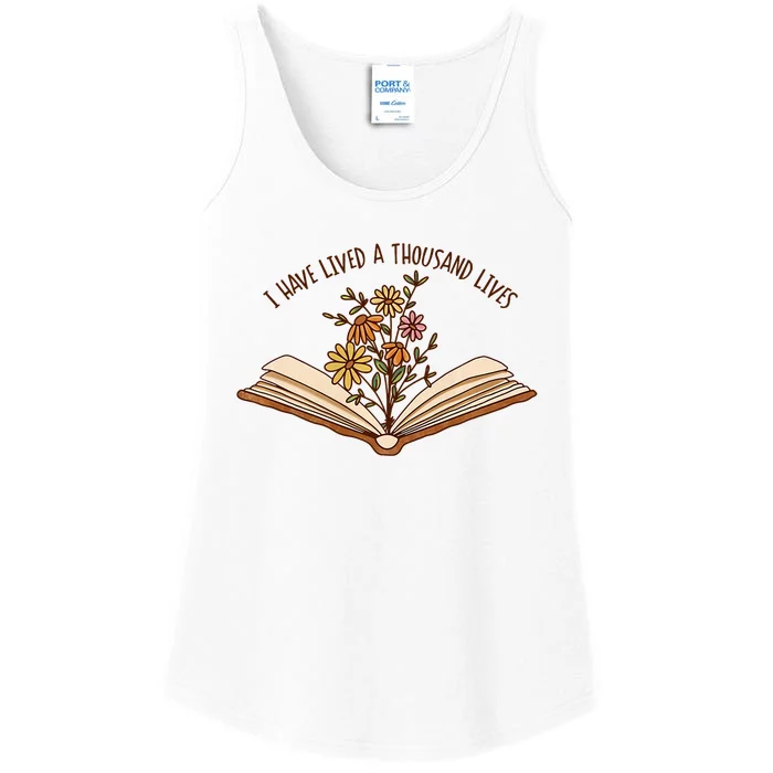 I Have Lived A Thousand Lives Bookworm Reading Book Ladies Essential Tank