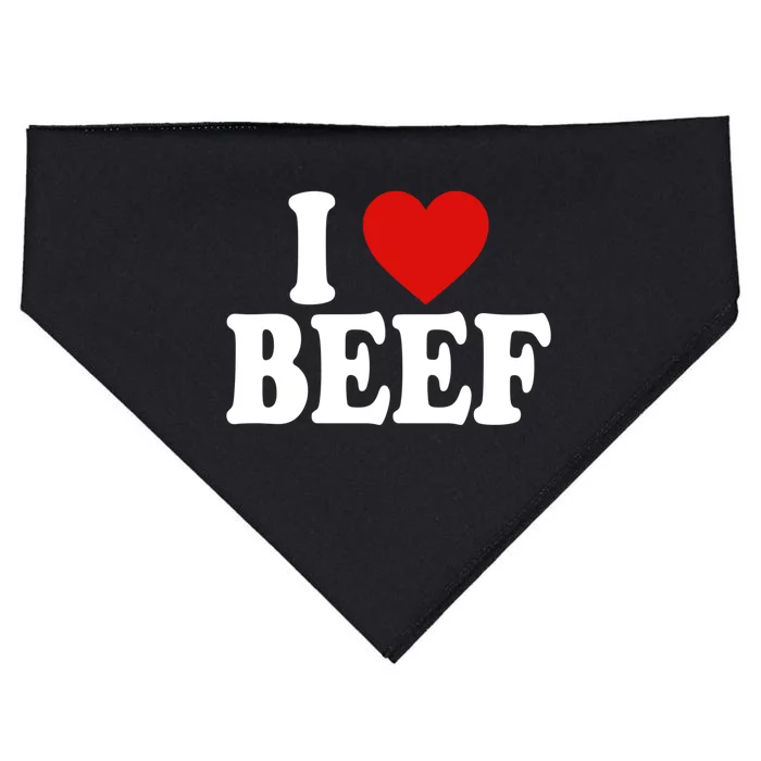 I Heart Love Beef Great Gift USA-Made Doggie Bandana