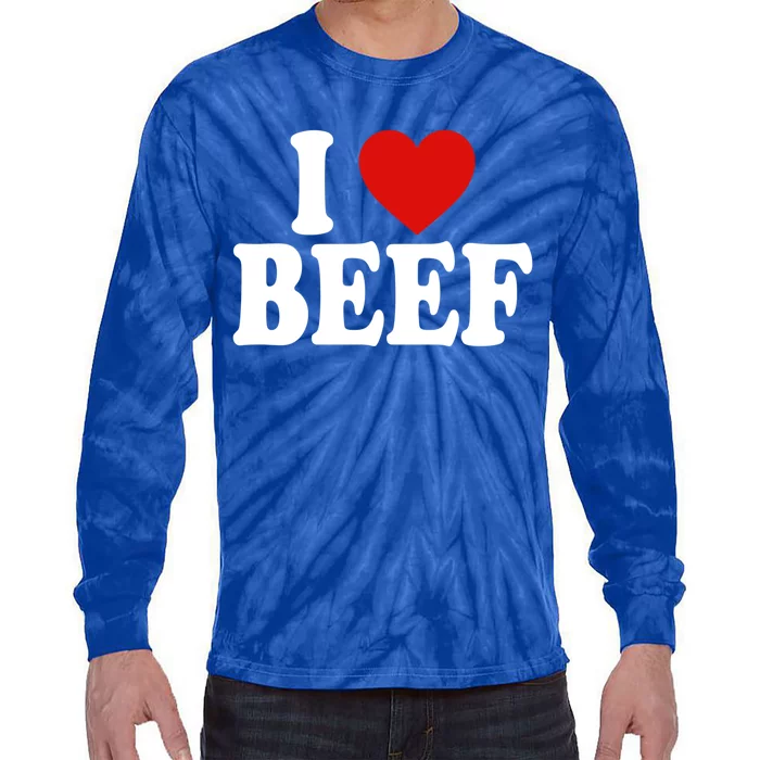 I Heart Love Beef Great Gift Tie-Dye Long Sleeve Shirt