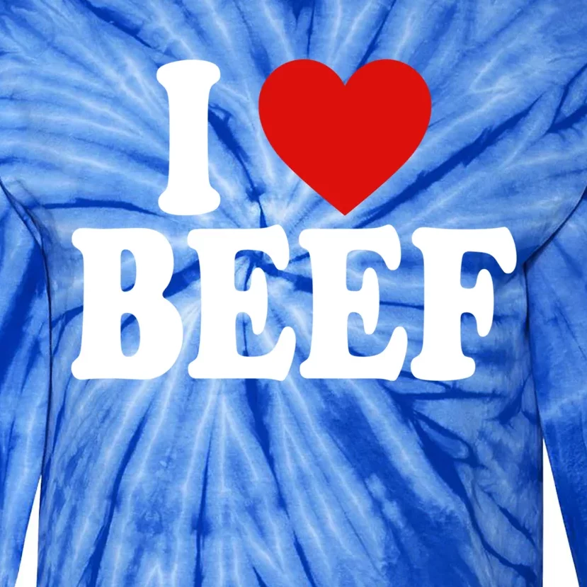 I Heart Love Beef Great Gift Tie-Dye Long Sleeve Shirt