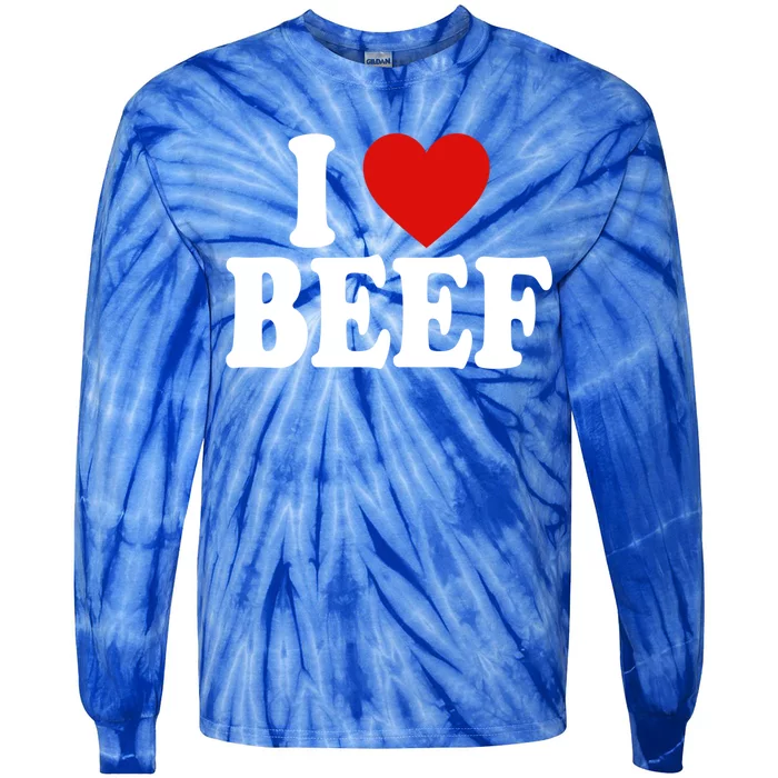 I Heart Love Beef Great Gift Tie-Dye Long Sleeve Shirt