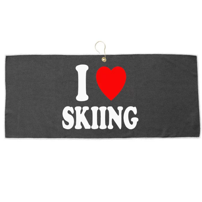 I Heart (Love) Skiing Hobby Winter Mountains Snow Sports Large Microfiber Waffle Golf Towel