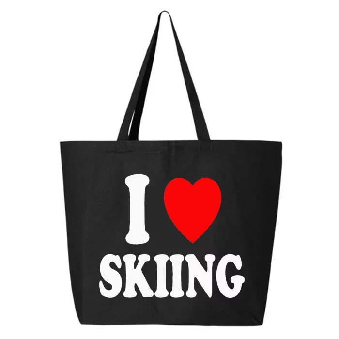 I Heart (Love) Skiing Hobby Winter Mountains Snow Sports 25L Jumbo Tote