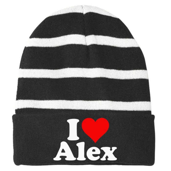 I Heart Love Alex Alexandra Alexander Alexis Striped Beanie with Solid Band