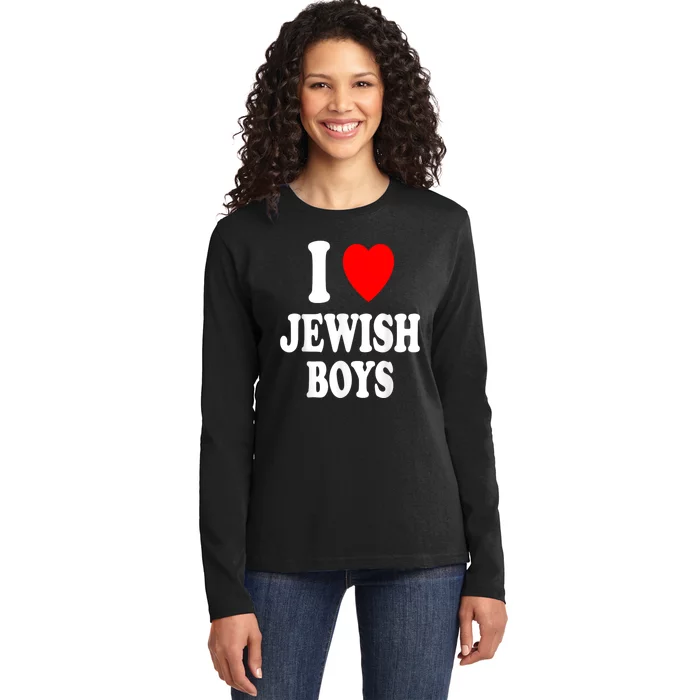 I Heart (Love) Jewish Boy_S Hebrew Israel Attraction Ladies Long Sleeve Shirt