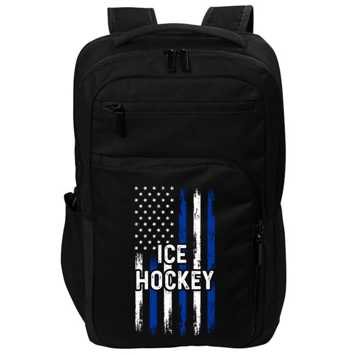 Ice Hockey Lover Us Flag Retro Ice Hockey American Ice Hockey Lover Impact Tech Backpack