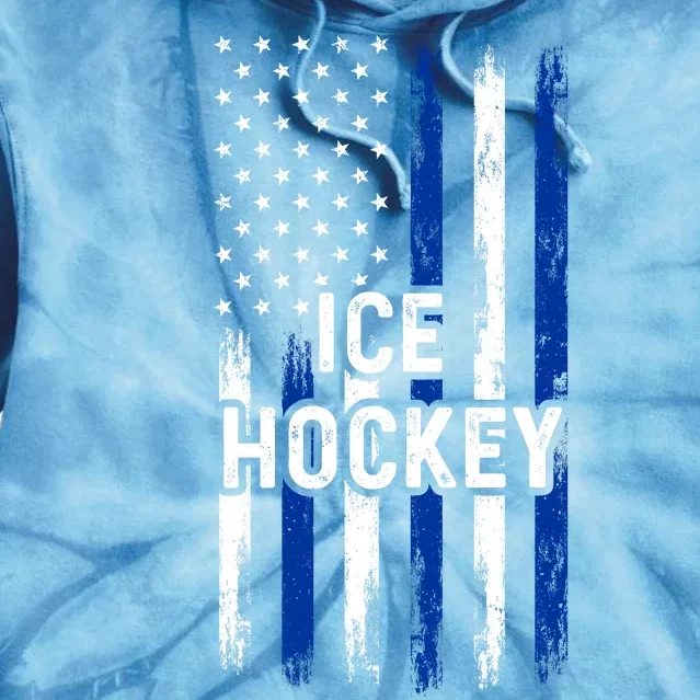 Ice Hockey Lover Us Flag Retro Ice Hockey American Ice Hockey Lover Tie Dye Hoodie