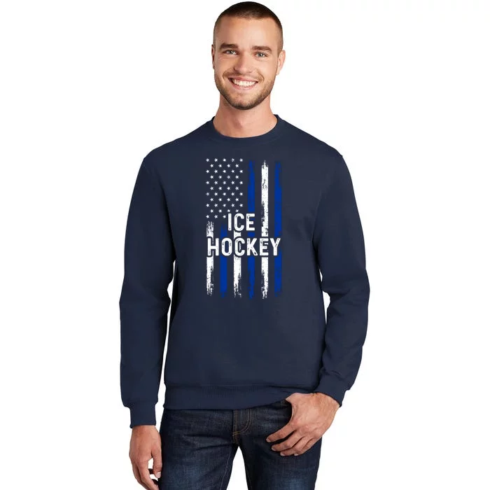 Ice Hockey Lover Us Flag Retro Ice Hockey American Ice Hockey Lover Sweatshirt