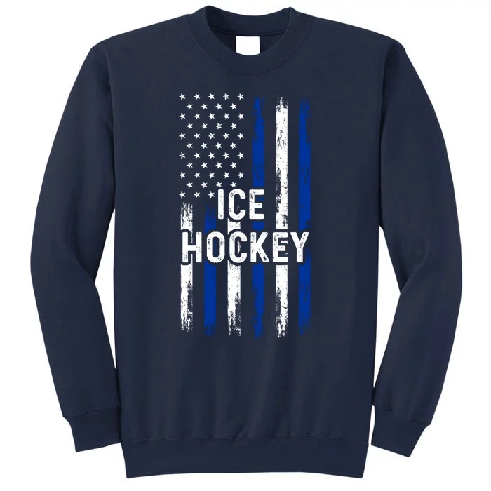 Ice Hockey Lover Us Flag Retro Ice Hockey American Ice Hockey Lover Tall Sweatshirt