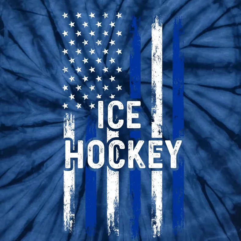 Ice Hockey Lover Us Flag Retro Ice Hockey American Ice Hockey Lover Tie-Dye T-Shirt