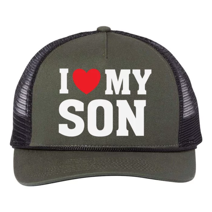 I Heart Love My Son Gift Proud Parent Mom Mother Dad Cute Gift Retro Rope Trucker Hat Cap