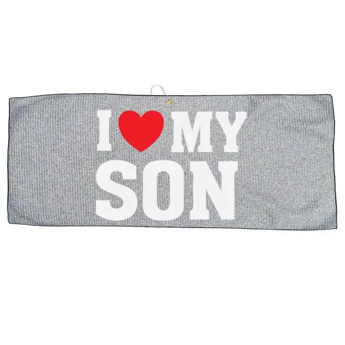 I Heart Love My Son Gift Proud Parent Mom Mother Dad Cute Gift Large Microfiber Waffle Golf Towel