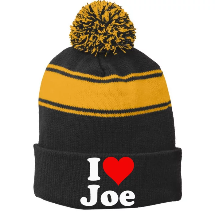 I Heart Love Joe Joseph Stripe Pom Pom Beanie