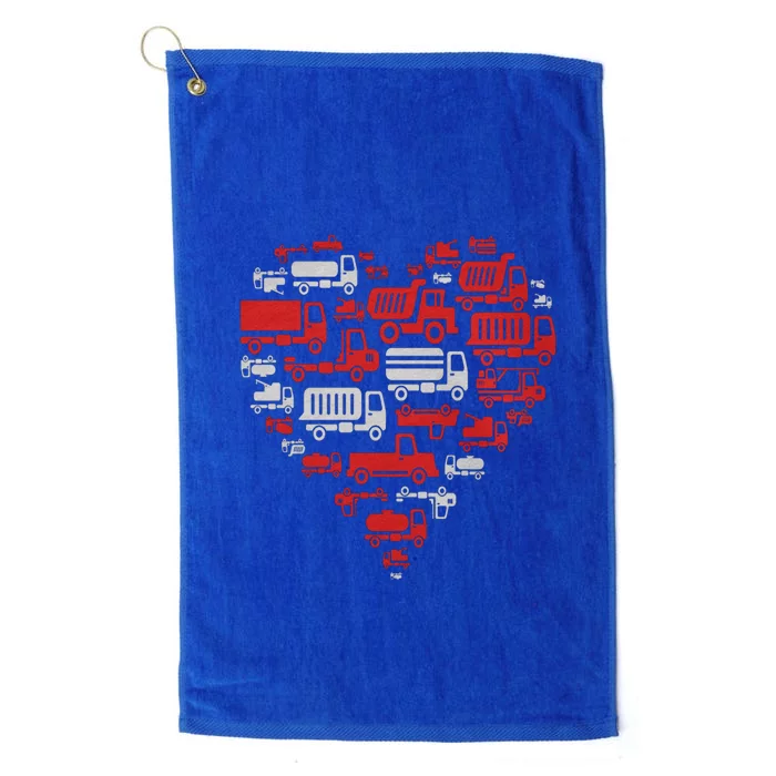 I Heart Love Garbage Trucks Valentines Day Heart Cool Gift Platinum Collection Golf Towel