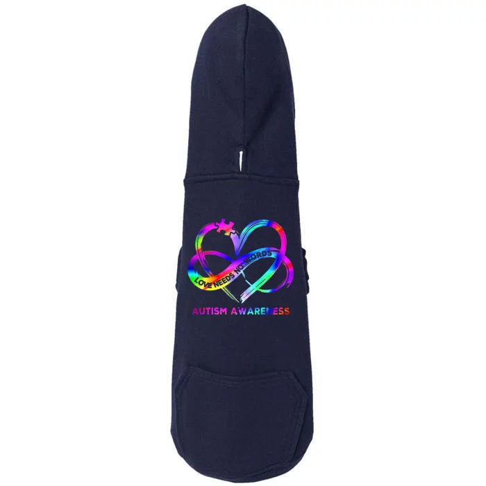 Infinity Heart Love Autism Awareness Needs No Words Doggie 3-End Fleece Hoodie