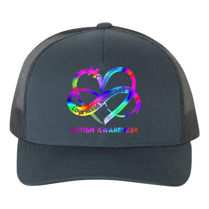 Infinity Heart Love Autism Awareness Needs No Words Yupoong Adult 5-Panel Trucker Hat