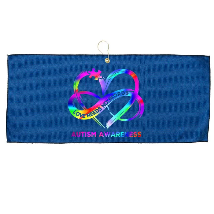 Infinity Heart Love Autism Awareness Needs No Words Large Microfiber Waffle Golf Towel