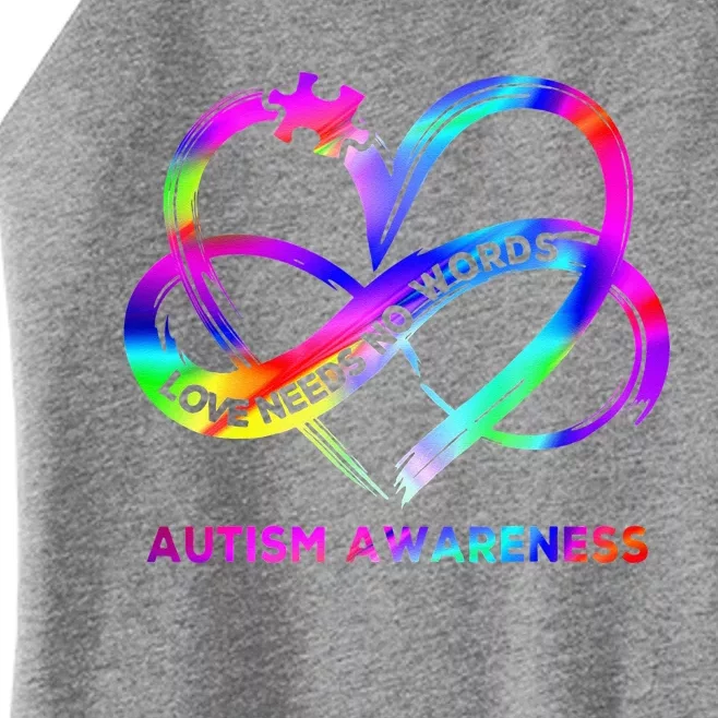 Infinity Heart Love Autism Awareness Needs No Words Women’s Perfect Tri Rocker Tank