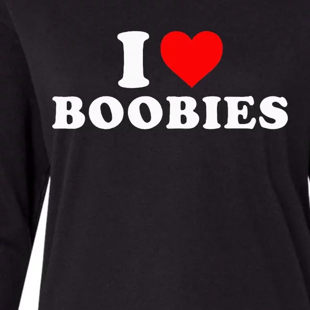 I Heart Love Boobies Womens Cotton Relaxed Long Sleeve T-Shirt