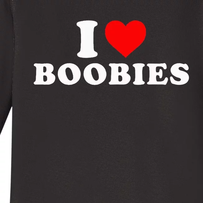 I Heart Love Boobies Baby Long Sleeve Bodysuit