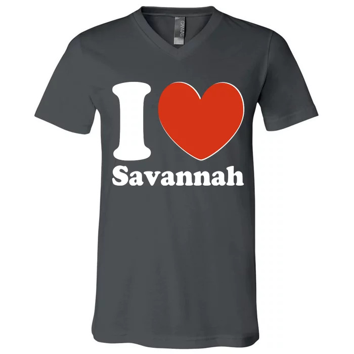 I Heart Love Savannah V-Neck T-Shirt