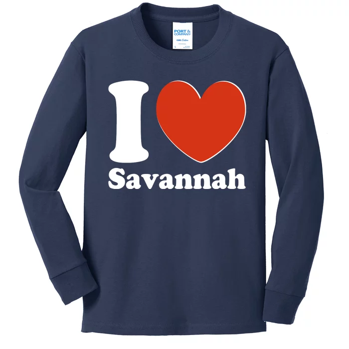 I Heart Love Savannah Kids Long Sleeve Shirt