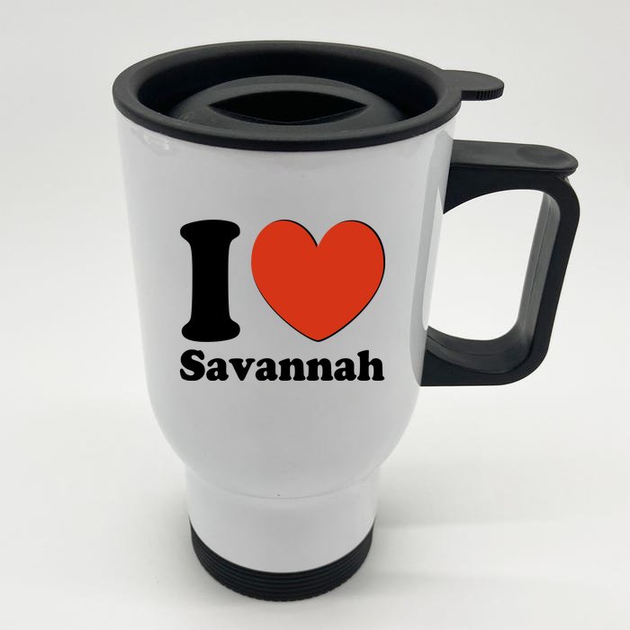 I Heart Love Savannah Front & Back Stainless Steel Travel Mug