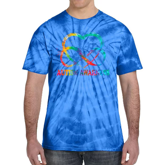 Infinity Heart Love Autism Awareness Needs No Words Tie Dye Funny Gift Tie-Dye T-Shirt