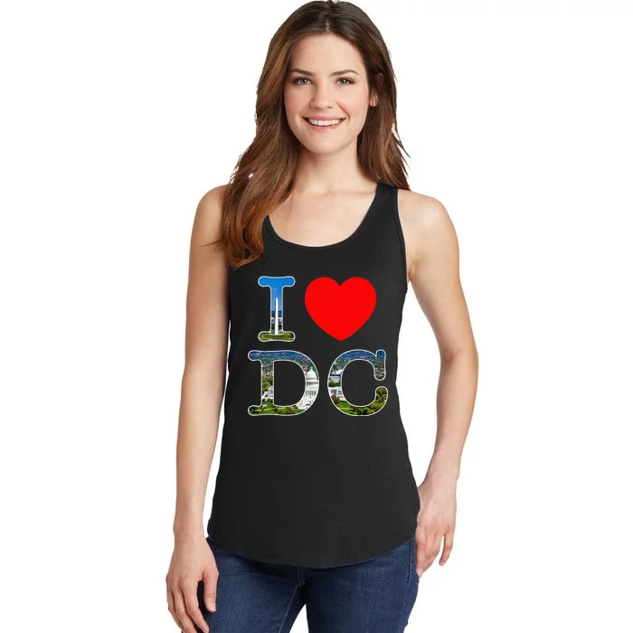 I Heart Love Washington WA DC Classic Font Ladies Essential Tank