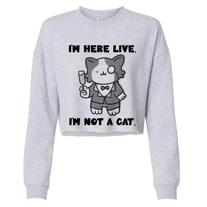 I'm Here Live I'm Not A Cagift I'm Here Live Cat Lawyer Great Gift Cropped Pullover Crew