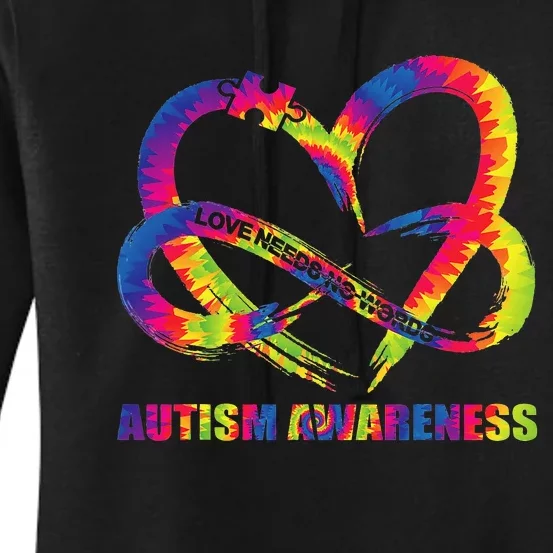 Infinity Heart Love Autism Needs No Words Tie Dye Women's Pullover Hoodie