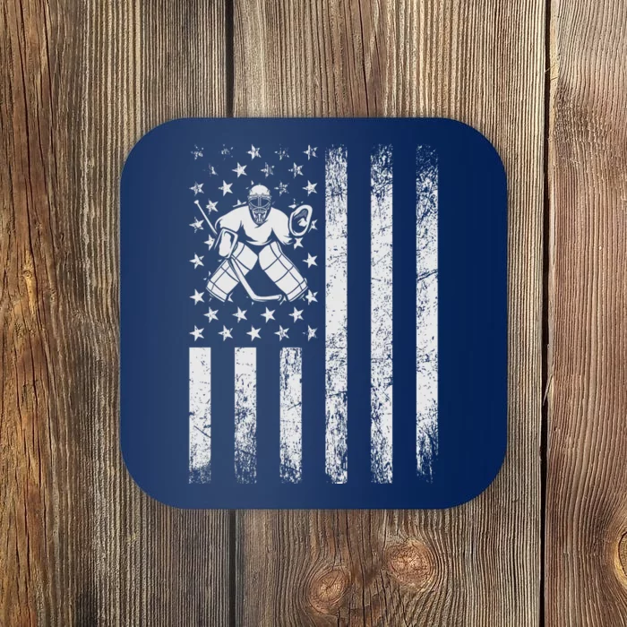 Ice Hockey Lover Us Flag Retro Ice Hockey American Ice Hockey Lover Coaster