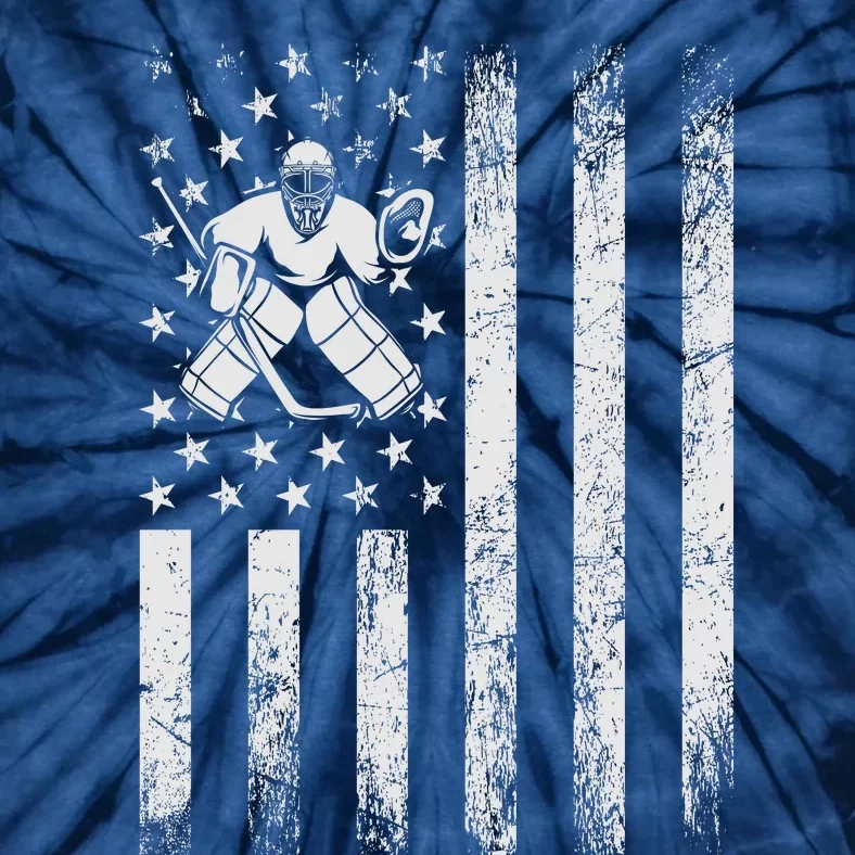 Ice Hockey Lover Us Flag Retro Ice Hockey American Ice Hockey Lover Tie-Dye T-Shirt