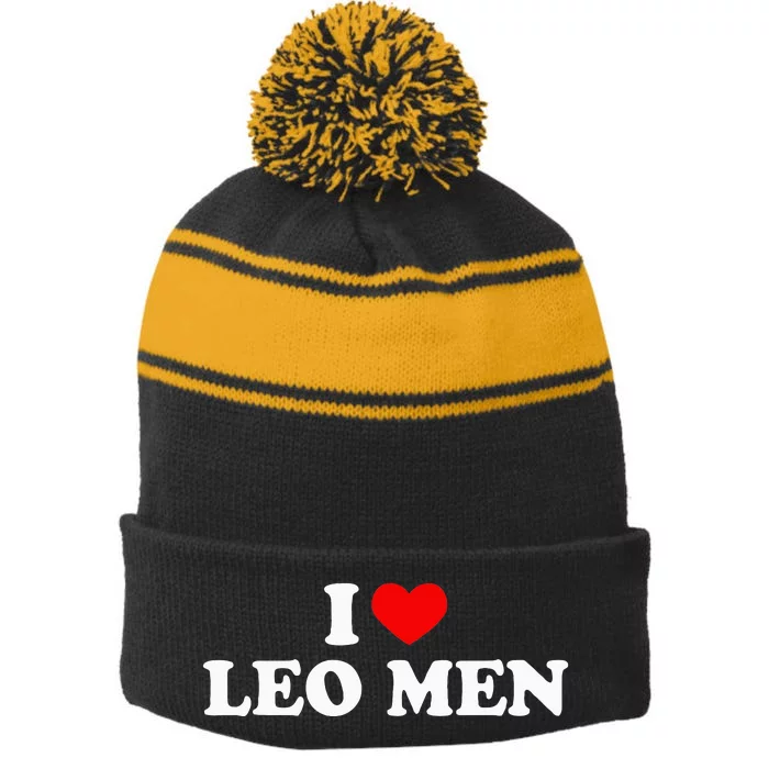 I Heart Leo M.E.N Funny Zodiac Sign Stripe Pom Pom Beanie