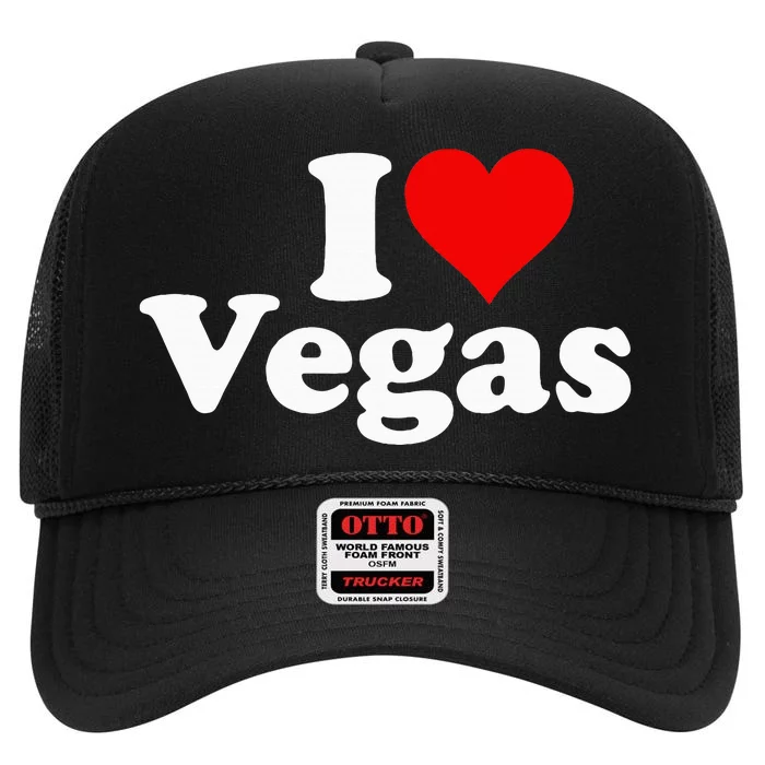 I Heart Love Las Vegas Nevada High Crown Mesh Trucker Hat