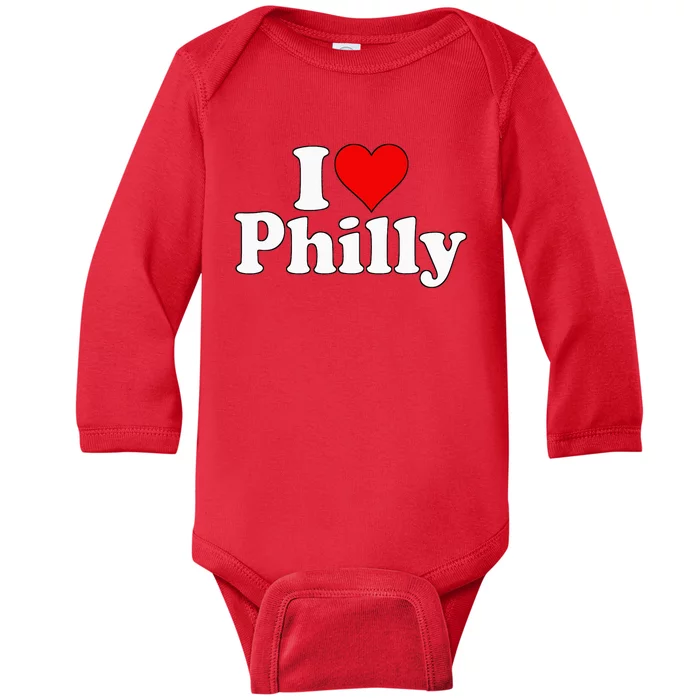 I Heart Love Philadelphia Pennsylvania Baby Long Sleeve Bodysuit