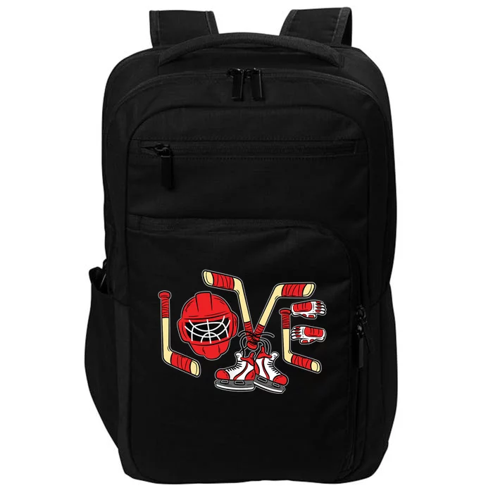 Ice Hockey Love Valentines Day Cool Sports Lover Impact Tech Backpack