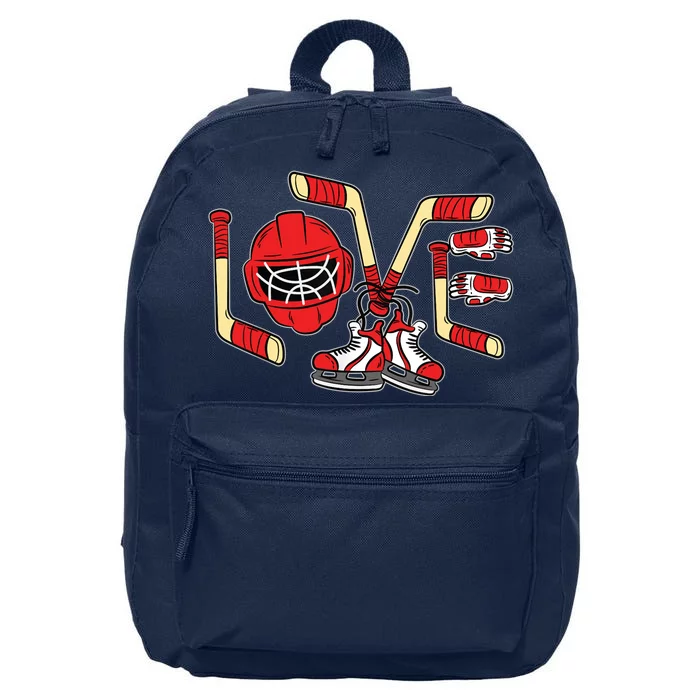 Ice Hockey Love Valentines Day Cool Sports Lover 16 in Basic Backpack