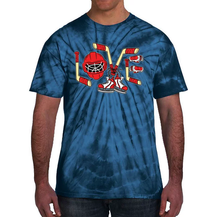 Ice Hockey Love Valentines Day Cool Sports Lover Tie-Dye T-Shirt