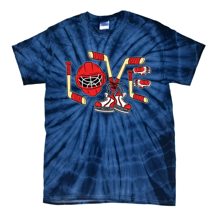 Ice Hockey Love Valentines Day Cool Sports Lover Tie-Dye T-Shirt