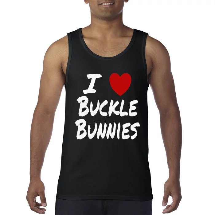 I Heart (Love) Buckle Bunnies Country Rodeo Cow Cow Tank Top