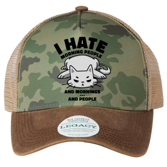 I Hate Mornings And People Funny Cat Legacy Tie Dye Trucker Hat