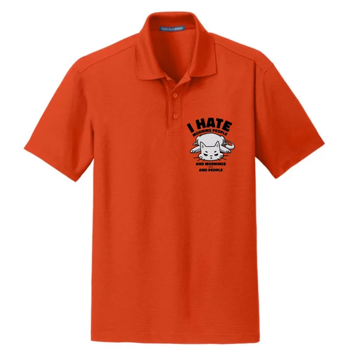 I Hate Mornings And People Funny Cat Dry Zone Grid Performance Polo