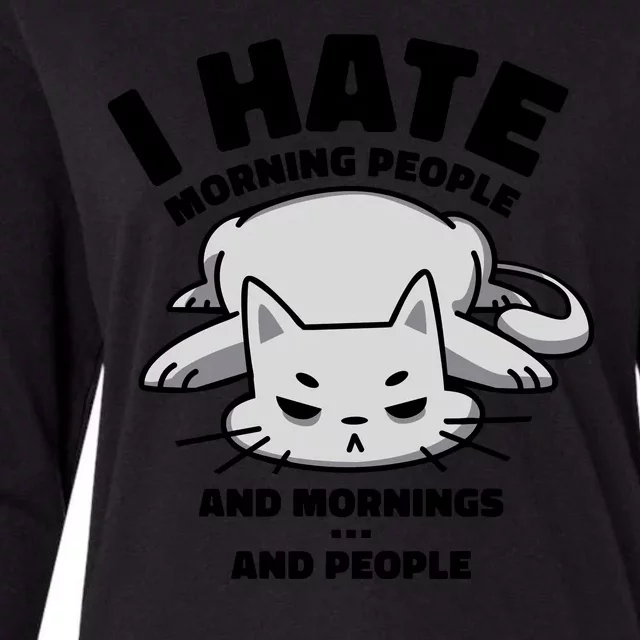 I Hate Mornings And People Funny Cat Womens Cotton Relaxed Long Sleeve T-Shirt