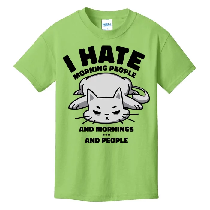 I Hate Mornings And People Funny Cat Kids T-Shirt